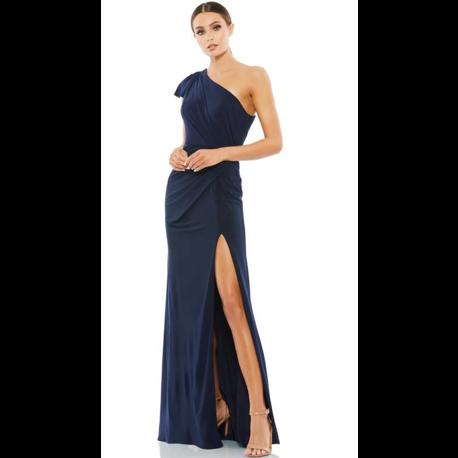 (7) Mac Duggal Ruffled One Shoulder Draped Gown, 12